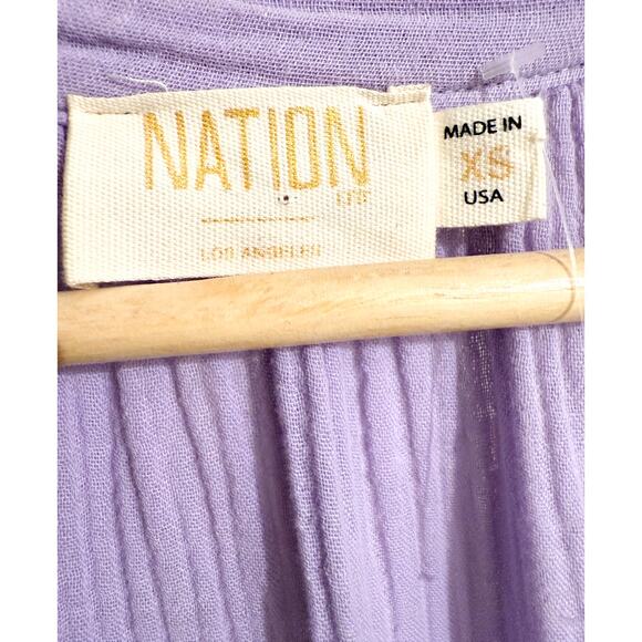 Women Nation LTD Finley Belted Easy Dress XS Lavender Puff Sleeve V Neck - Picture 3 of 11